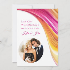 Moderne Hochzeit - Foto-Rosa Gelb- Save The Date