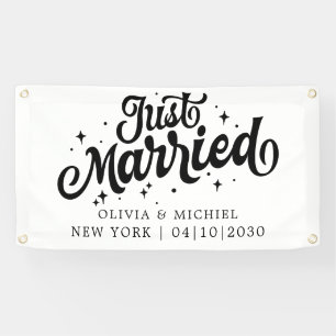 Moderne Hochzeit Frisch Vermählt Auto Banner