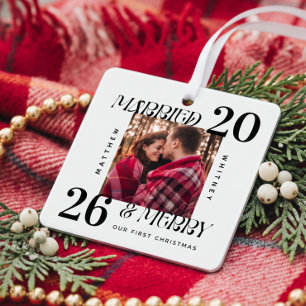 Moderne Hochzeit & Fröhliche 1. Weihnachts-Hochzei Ornament Aus Metall