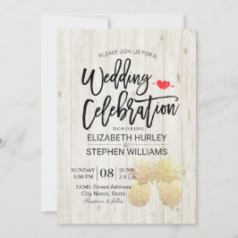 Moderne Hochzeit Goldene Ananas Ehepaar Rustikales Einladung