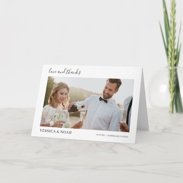 moderne Hochzeit Handwriiten Script 6-Foto Dankeskarte (Vorderseite)