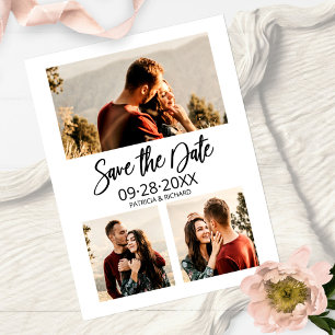 Moderne Hochzeit - Heiratsantrag mit 3-Foto-Collag Postkarte