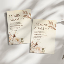 Moderne Hochzeit im Boho Blumen Herbst Einladung