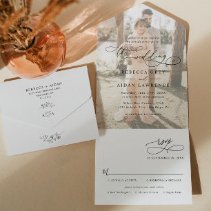 Moderne Hochzeit im eleganten Foto All In One Einladung