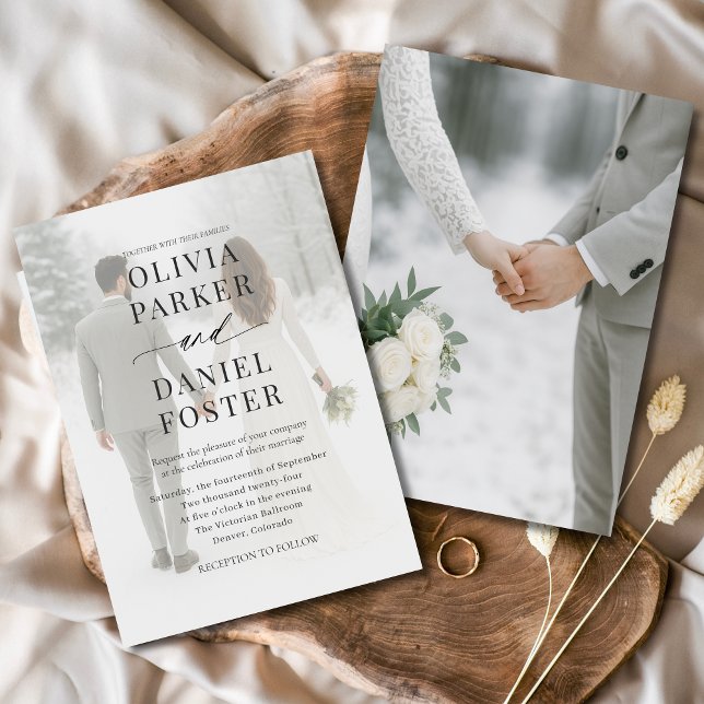 Moderne Hochzeit im eleganten Foto Einladung (Von Creator hochgeladen)