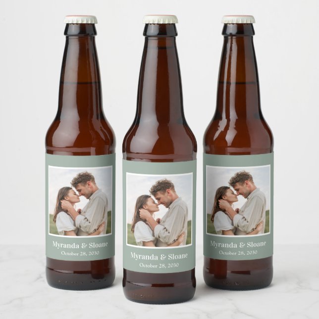 Moderne Hochzeit im Foto Bierflaschenetikett (Flaschen)