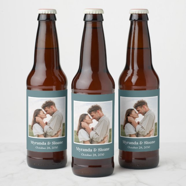 Moderne Hochzeit im Foto Bierflaschenetikett (Flaschen)