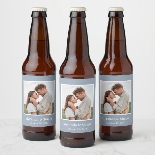 Moderne Hochzeit im Foto Bierflaschenetikett (Flaschen)