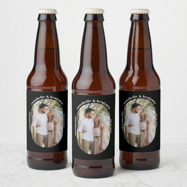 Moderne Hochzeit im Foto Bierflaschenetikett (Flaschen)