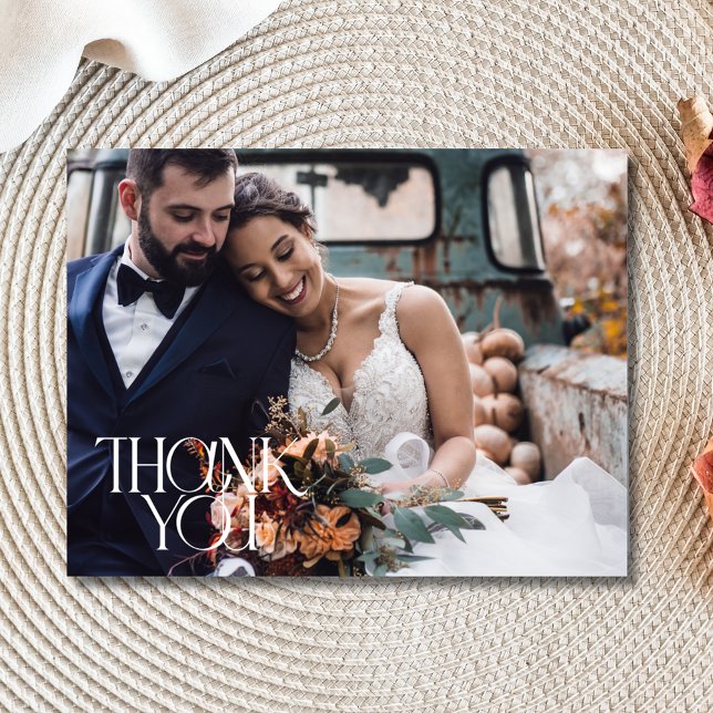 Moderne Hochzeit im Foto - Danke Postkarte (Elegant Modern Photo Wedding Thank You Postcard)