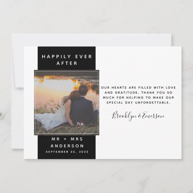 Moderne Hochzeit im Foto Dankeskarte (Vorderseite)