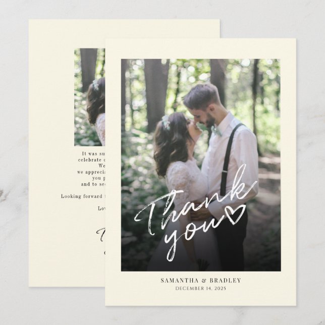 Moderne Hochzeit im Foto Dankeskarte (Vorne/Hinten)