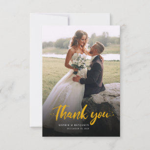 Moderne Hochzeit im Foto Dankeskarte