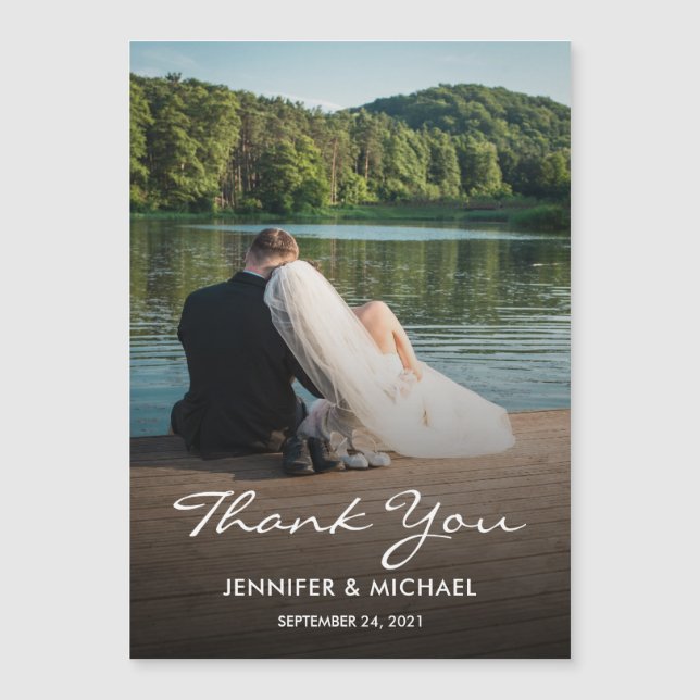 Moderne Hochzeit im Foto Vielen Dank für Ihre Magn Magnetkarte (Vorderseite)