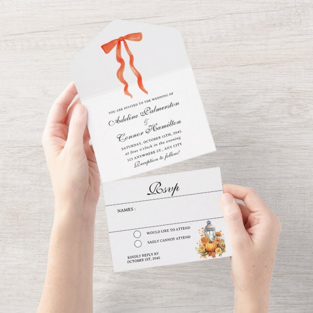 Moderne Hochzeit im Herbst All In One Einladung (Abreißen)