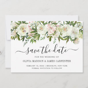 Moderne Hochzeit im Herbst Weißer Blumengewässer Save The Date