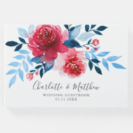 Moderne Hochzeit in Aquarellblau Gästebuch