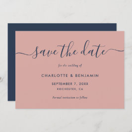Moderne Hochzeit in Blau und Rot Save The Date