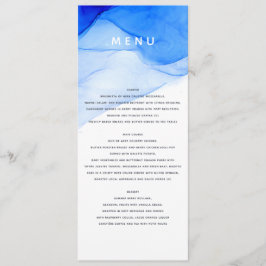 Moderne Hochzeit in Blau und Weiß Menükarte