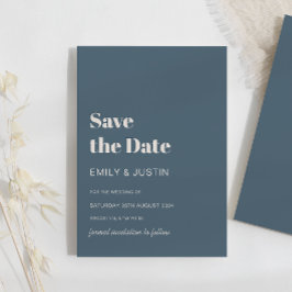 Moderne Hochzeit in blauer Beige Save the Date Einladung