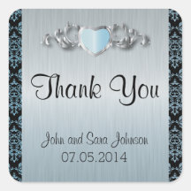 Moderne Hochzeit in einem Aqua Blue Damask