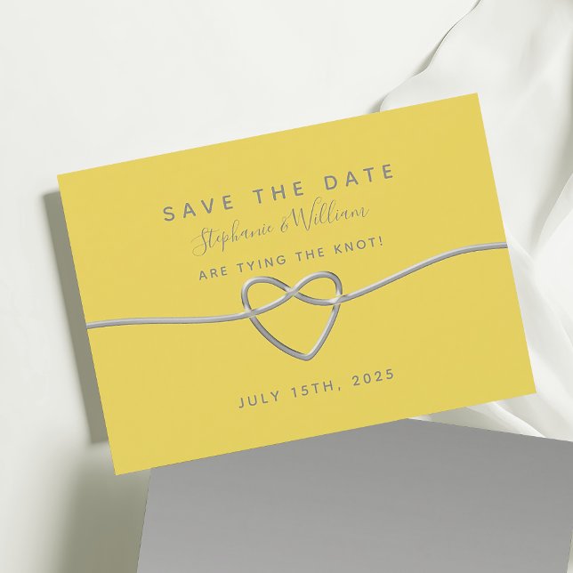 Moderne Hochzeit in Gelb und Silber Save The Date (Von Creator hochgeladen)