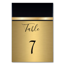 Moderne Hochzeit in Gold/Schwarz Tischnummer