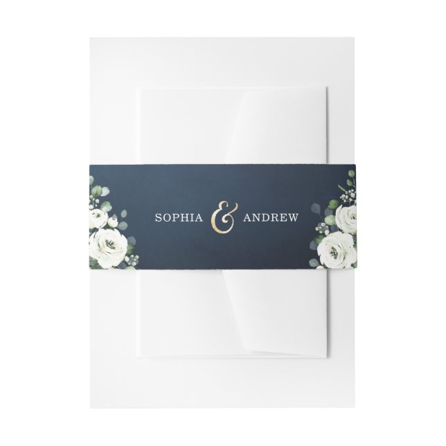 Moderne Hochzeit in Gold und Marineblau Einladungsbanderole (Vorderseite Beispiel)