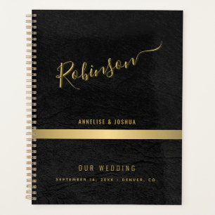 Moderne Hochzeit in Gold und Schwarz Planer
