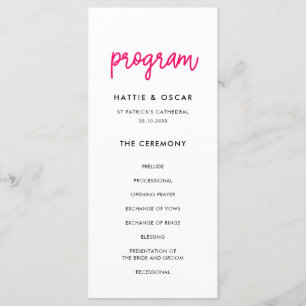 Moderne Hochzeit in Kalligrafie Programm