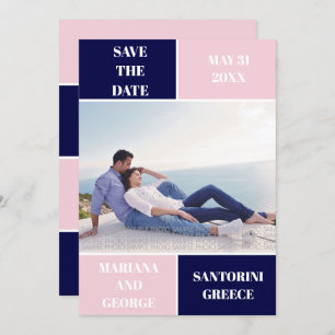 Moderne Hochzeit in marineblau und rot Save The Date