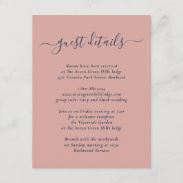 Moderne Hochzeit in Navy Blue und Blush Begleitkarte