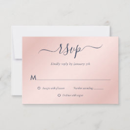 Moderne Hochzeit in Navy Blue und Blush RSVP Karte