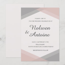 Moderne Hochzeit in Rosa, geometrisch, elegant Einladung