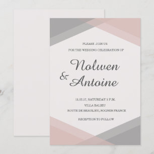 Moderne Hochzeit in Rosa, geometrisch, elegant Einladung