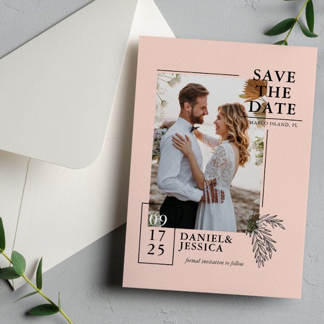 Moderne Hochzeit in Rosa rettet das Datum Save The Date (Von Creator hochgeladen)