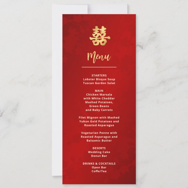 Moderne Hochzeit in Rot-Chinesisch Einladung (Vorderseite)