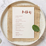 Moderne Hochzeit in schneerosa Menükarte<br><div class="desc">Ein moderner und trendiger Stil für Ihre Hochzeitsarbeit: eine kühne Typografie und ein elegantes Schneepinken & verbrannte Ziegelfarbe,  leicht zu mischen und zu passen. Vollständig anpassbare Farben und Hintergründe.</div>