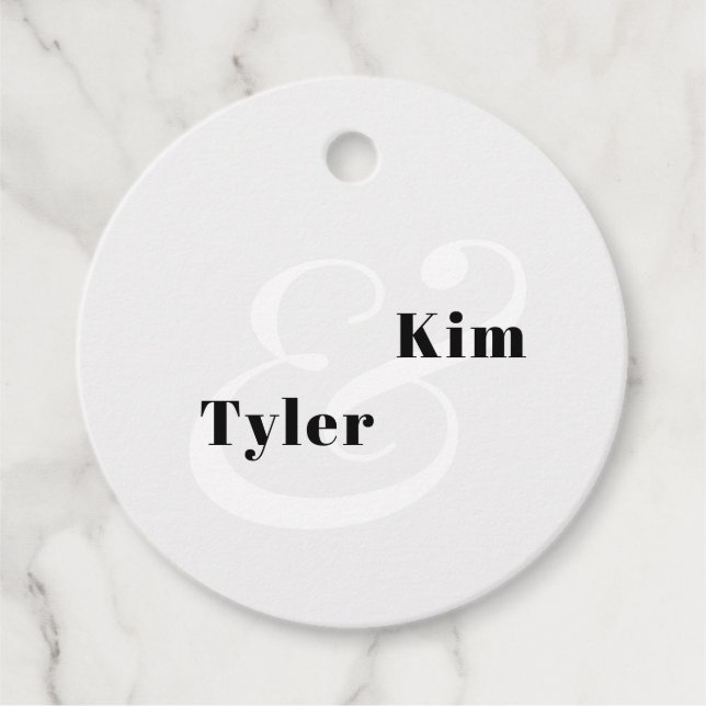 Moderne Hochzeit in Schwarz/Weiß danke Geschenkanhänger (Vorderseite)