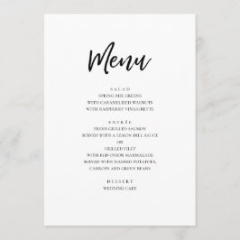 Moderne Hochzeit in Schwarz-Weiß. Einfach minimali Menükarte