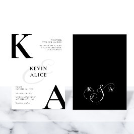 Moderne Hochzeit in Schwarz/Weiß Einladung