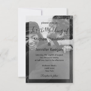 Moderne Hochzeit in Schwarz-Weiß-Foto Einladung