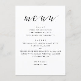 Moderne Hochzeit in Schwarz-Weiß. Minimalistisches Menükarte
