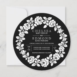 Moderne Hochzeit in Schwarz-Weiß-Rose Einladung