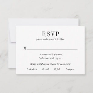 Moderne Hochzeit in Schwarz-Weiß RSVP Karte