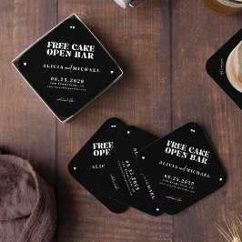 Moderne Hochzeit in sonniger Bar retten das Datum Untersetzer