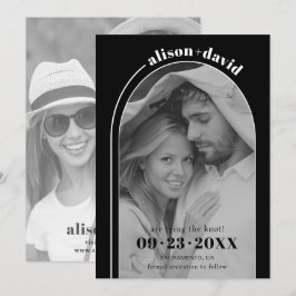 Moderne Hochzeit in Weiß und Foto Save The Date