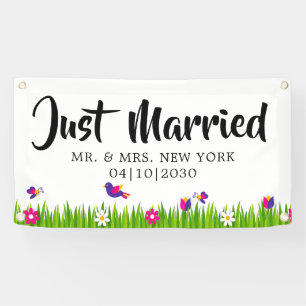 Moderne Hochzeit - Just Married Auto Banner