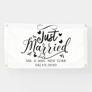 Moderne Hochzeit - Just Married Auto Banner