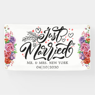 Moderne Hochzeit - Just Married Auto-Banner Banner